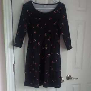 Old Navy Black Dress with Vibrant Floral Design